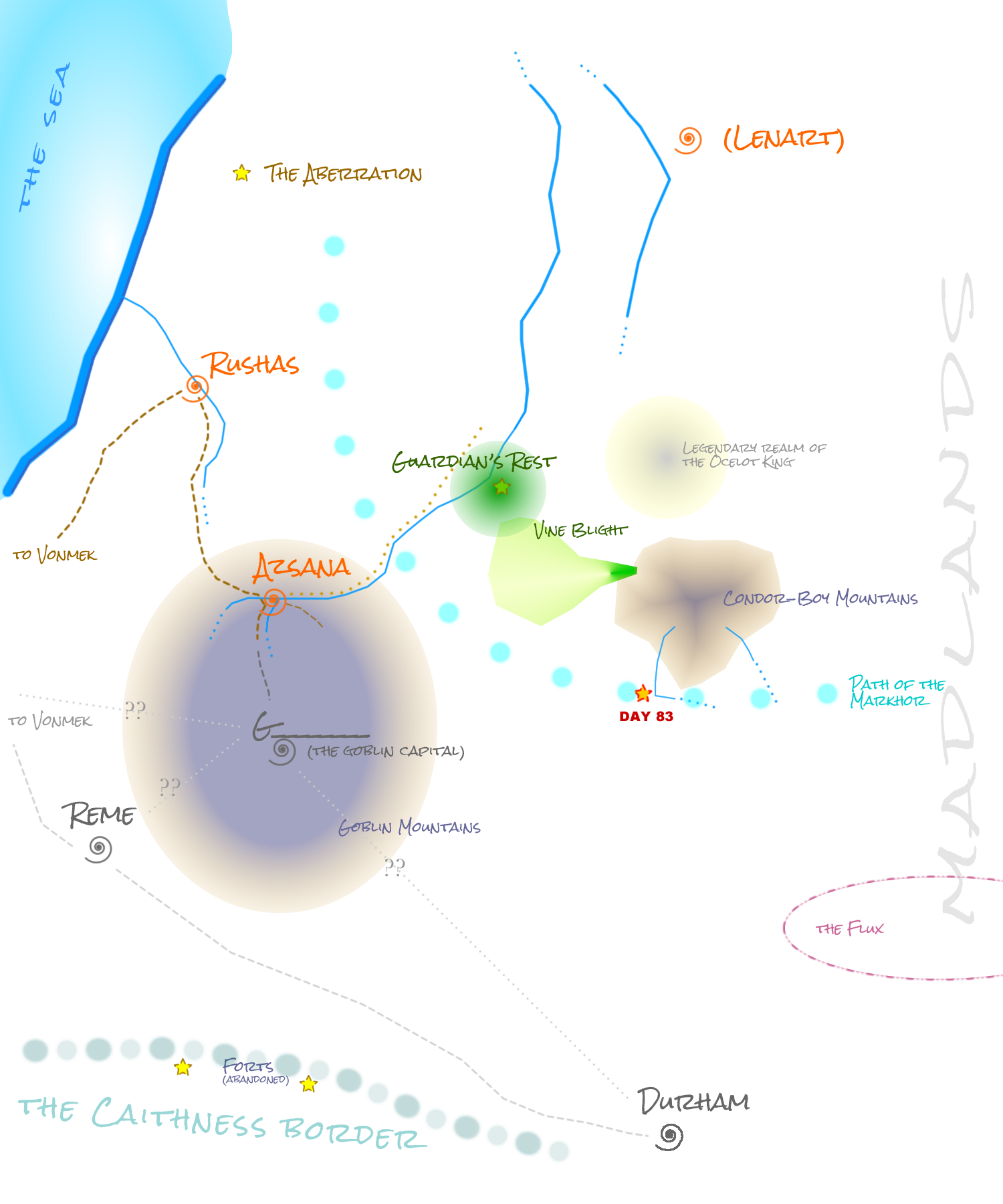 Isona area map, Day 83